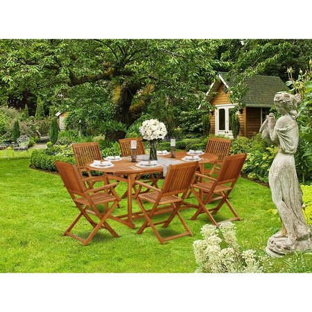 EAST WEST FURNITURE 7 Piece Beasley Acacia Hardwood Balcony Dining Set - Natural Oil BSCM7CANA